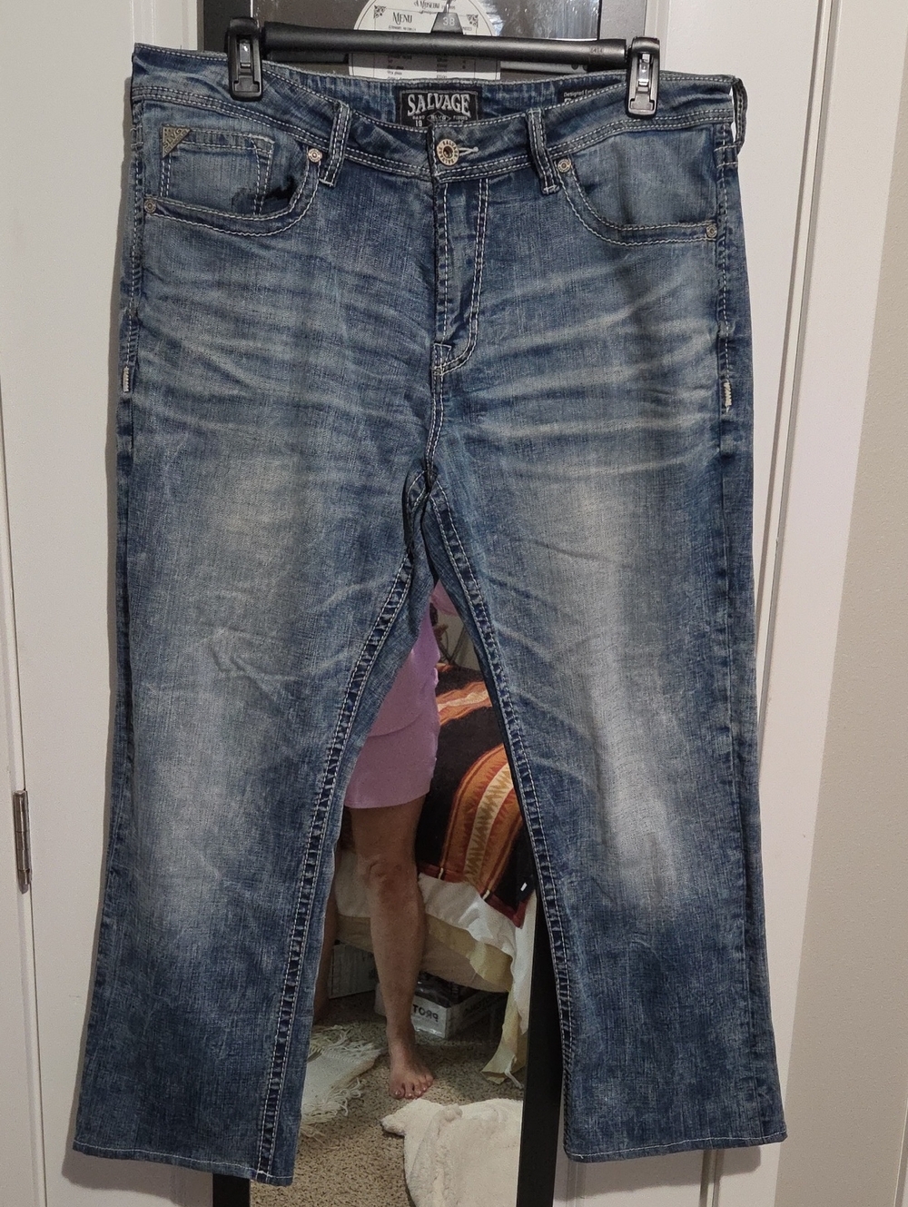 Salvage Men's Faded Blue Relaxed Jeans